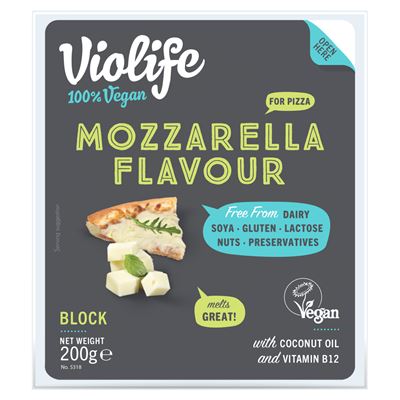 Violife mozzarella ízesítésű tömb pizzához 200 g