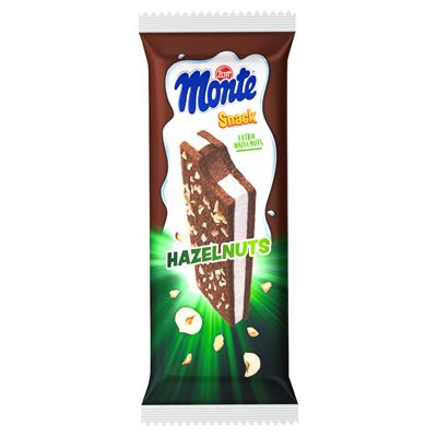 ZOTT Monte Snack tejes, tejcsokoládés-mogyorós krémmel töltött sütemény 29 g