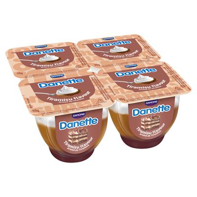 DANONE Danette tiramisuízű réteges tejdesszert, kávé- és csokoládé ízű rétegekkel 4 x 90 g (360 g)
