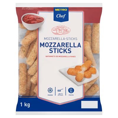 METRO Chef Gyorsfagyasztott, Panírozott Mozzarella Rudak 1 kg