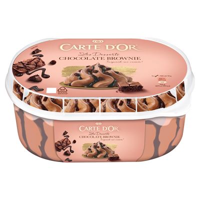 CARTE D'OR tejcsokoládés jégkrém csokoládés szósszal és kakaós brownie sütemény darabkákkal 825 ml