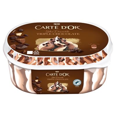 CARTE D'OR fehér csokoládés jégkrém és tejcsokoládés jégkrém csokoládés szósszal 825 ml