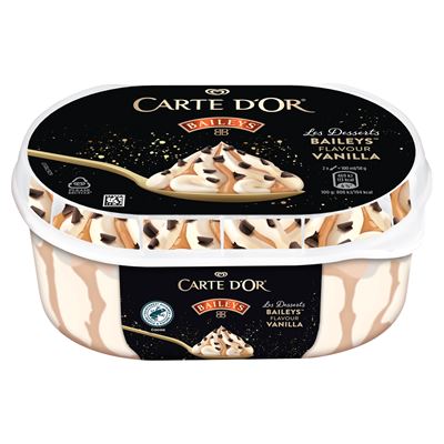 CARTE D'OR vanília-Baileys ízű jégkrém Baileys ízű karamelles szósszal csokoládédarabkákkal 825 ml