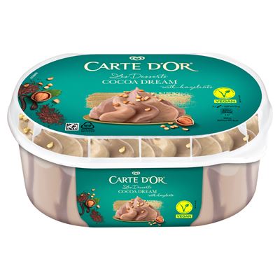 CARTE D'OR vegán kakaós jégkrém és mogyoró ízű jégkrém kakaós szósszal 825 ml