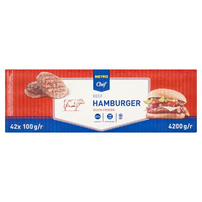 METRO Chef Gyorsfagyasztott Marhahúsos Hamburger ( 42 x 100 g ) 4,2 kg