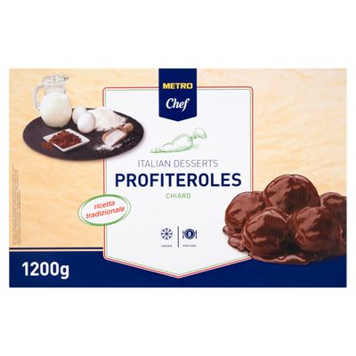 METRO Chef Gyorsfagyasztott Profiterol, Tejes Krémmel Töltött, Kakaós Krémmel Leöntve 1,2 kg