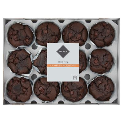 RIOBA Gyorsfagyasztott Csokoládés Muffinok Étcsokoládé Darabokkal 12 x 100 g