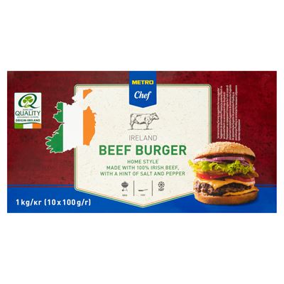 METRO Chef 99% Ír Marhaburger Pogácsa ( 10 x 100 g ) 1 kg