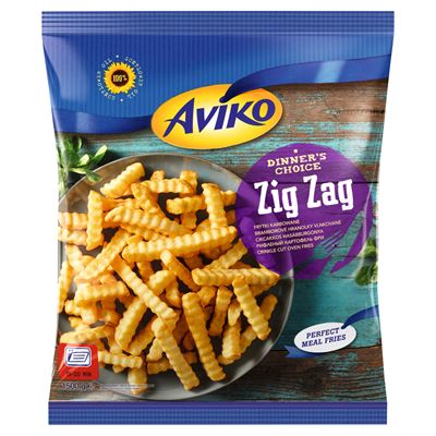 AVIKO Zig Zag elősütött, gyorsfagyasztott, cikcakkos hasábburgonya sütőbe 1500 g