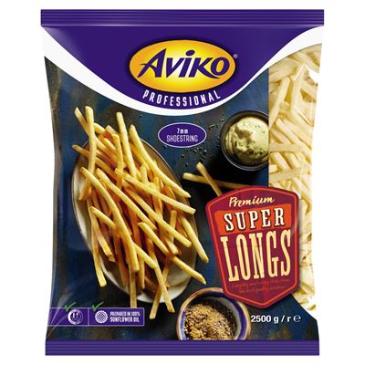 AVIKO Super Long Elősütött és Gyorsfagyasztott Szuper Hosszú Hasábburgonya 2,5 kg