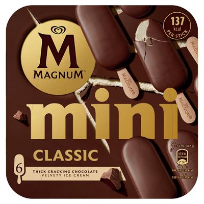 MAGNUM Mini Classic vaníliás jégkrém tejcsokoládé bevonattal 6 x 55 ml (330 ml)