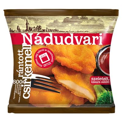 Nádudvari gyorsfagyasztott szeletelt, készre sütött rántott csirkemell 600 g