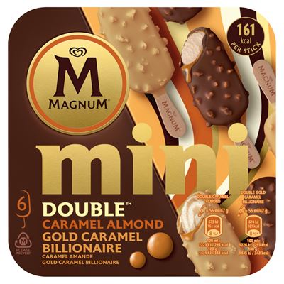 MAGNUM Mini Double Caramel Almond & Gold Caramel Billionare jégkrém 6 x 55 ml (330 ml)