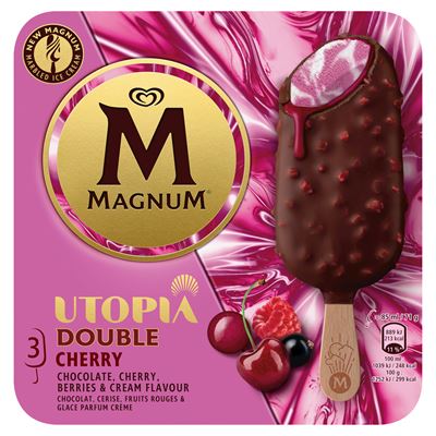 MAGNUM Utopia feketeribizlis-málnás jégkrém és tejszín ízű jégkrém 3 x 85 ml (255 ml)