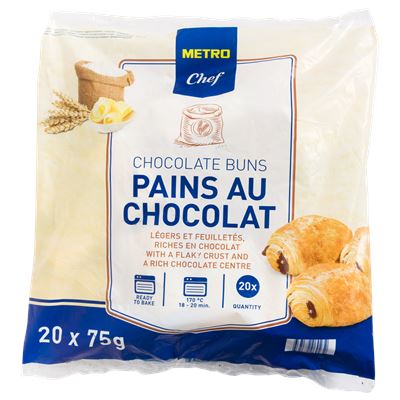 METRO Chef Gyorsfagyasztott Csokoládéval Töltött Vajas Sütemény 20 x 75 g