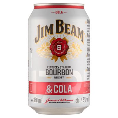 JIM BEAM Bourbon Whiskey & Cola Alkoholos Üdítőital 4,5% 330 ml