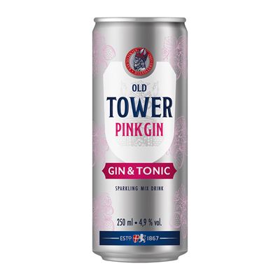 OLD TOWER PINK GIN & TONIC Ízű Szénsavas Alkoholos Ital 4.9% 250 ml