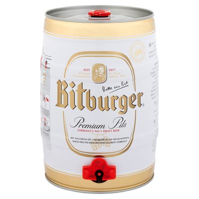 BITBURGER Premium Pils Import Német Világos Sör Partyhordóban 4,8% 5 l