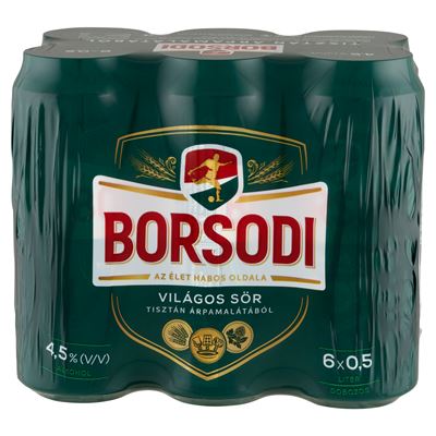 BORSODI Világos Sör 4,5% 6 x 500 ml