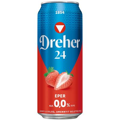 Dreher 24 Eper Alkoholmentes Világos Sör és Eper ízű Alkoholmentes Ital Dobozos 0% 500 ml