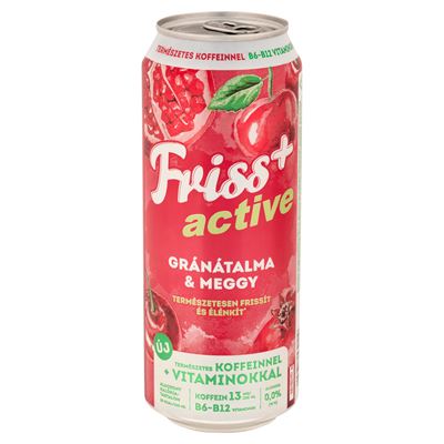 Friss active Gránátalma-meggy ízű Szénsavas Üdítőital 0,0% 500 ml
