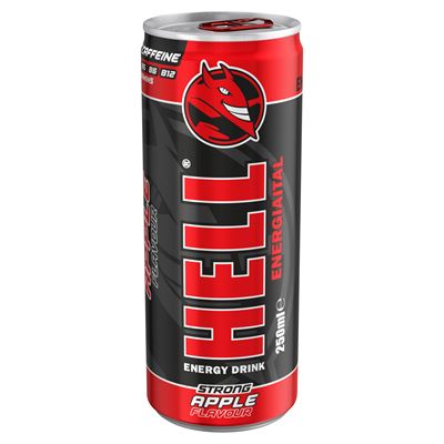 HELL Strong alma- és tuttifruttiízű, koffeintartalmú, szénsavas ital 250 ml
