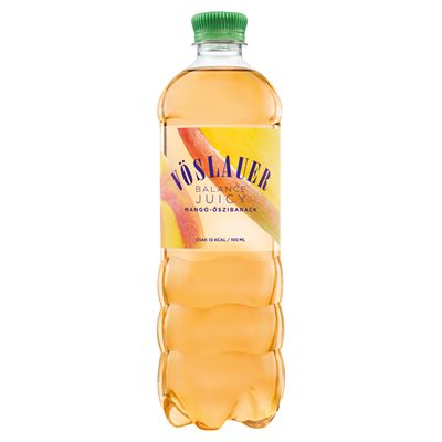 Vöslauer Balance Juicy mangó-őszibarack ízű természetes ásványvíz alapú szénsavas üdítőital 0,75 l