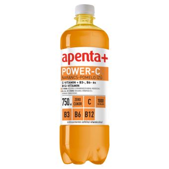 apenta + Power-C narancs-pomelo ízű szénsavmentes, energiamentes üdítőital édesítőszerekkel 750 ml