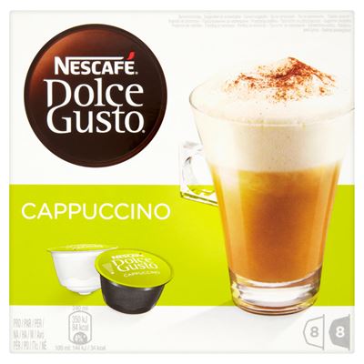 Dolce Gusto NESCAFÉ Cappuccino tej- és kávékapszula cukorral 16 db 186,4 g