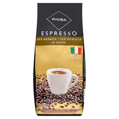 RIOBA Gold Espresso Pörkölt Szemes Kávé Arabica 80 %, Robusta 20 % 1 kg