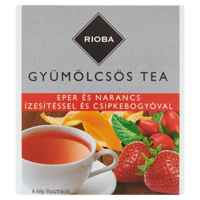 RIOBA Eper és Narancs Ízű Gyümölcstea Csipkebogyóval 100 x 2 g