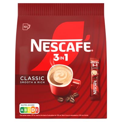 NESCAFÉ 3in1 Classic Smooth & Rich Azonnal Oldódó Kávéspecialitás 10 x 15,5 g