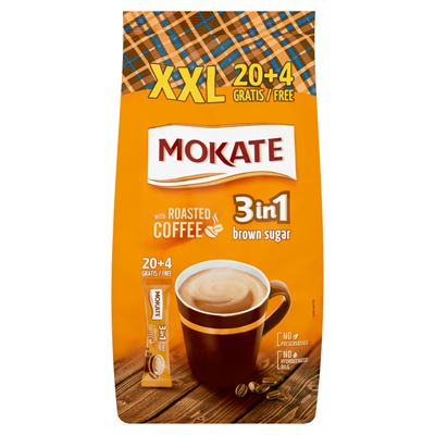 MOKATE 3in1 XXL azonnal oldódó kávéspecialitás barna cukorral 24 db 408 g