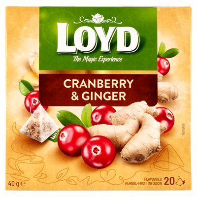 Loyd vörös áfonya és gyömbér ízű gyümölcstea 20 filter 40 g