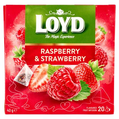 Loyd aromatizált filteres gyümölcstea málna és eper ízesítéssel 20 filter 40 g