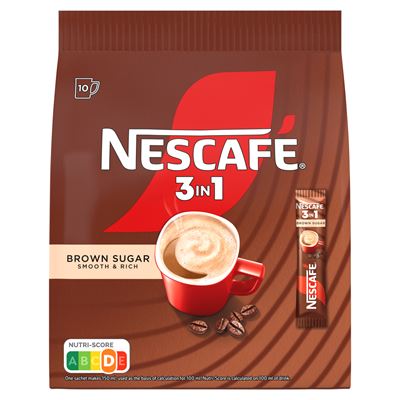 NESCAFÉ 3in1 Brown Sugar azonnal oldódó kávéspecialitás barnacukorral 10 x 16,5 g (165 g)