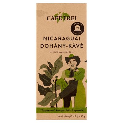 CAFE FREI nicaraguai dohány-kávé ízesített kapszulás kávé 9 x 5 g (45 g)
