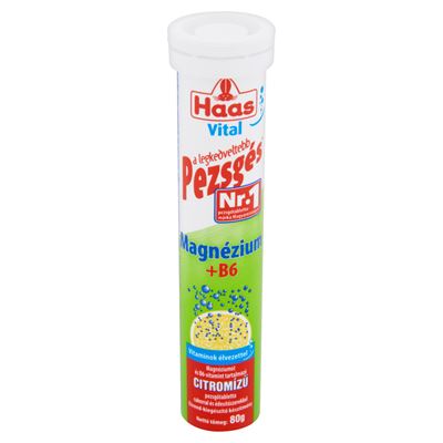 Haas Vital magnézium + B6 citromízű étrend-kiegészítő pezsgőtabletta 80 g
