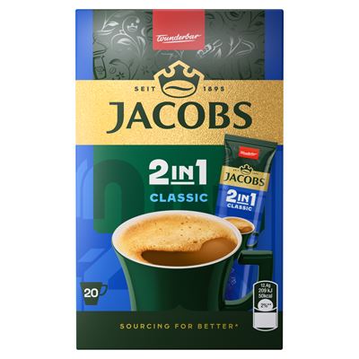 JACOBS 2in1 Classic azonnal oldódó kávéitalpor kávéfehérítővel 20 x 12,4 g (248 g)