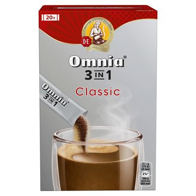 Omnia Douwe Egberts Omnia 3in1 Classic kávéitalpor kávéfehérítővel cukorral 20 x 11,1 g (222 g)