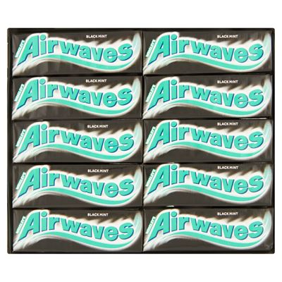 AIRWAVES Black Mint mentol- és ánizsízű cukormentes rágógumi édesítőszerrel 30 x 14 g