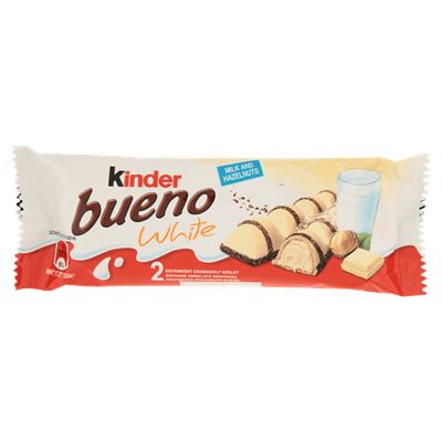 kinder BUENO White Fehércsokoládéval Bevont Ostya Tejes-Mogyorós Krémmel Töltve 30 x 39 g