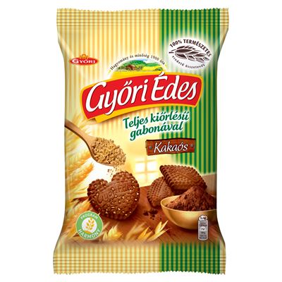 Győri Édes omlós, kakaós keksz teljes kiőrlésű búzaliszttel 150 g
