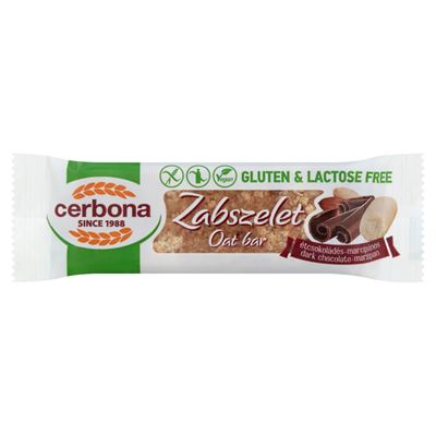 Cerbona Glutén és Laktózmentes Étcsokoládés Marcipános Zabszelet Kakaós Bevonó Talppal 40 g