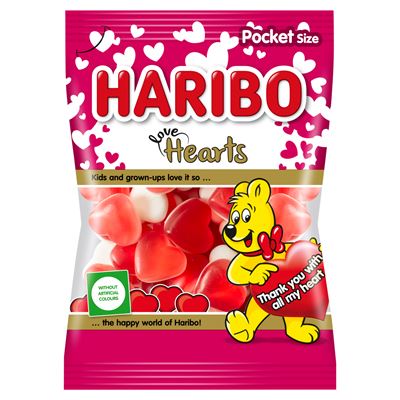 HARIBO Love Hearts gyümölcsízű gumicukorka 100 g