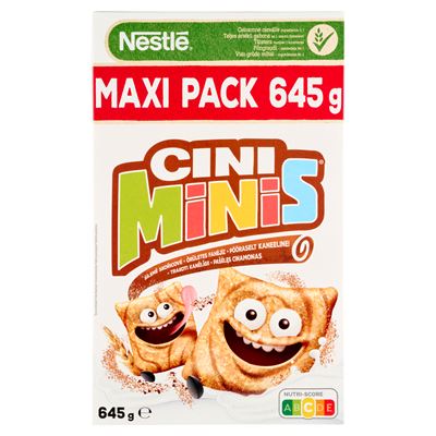 CINI MiNiS Nestlé Cini Minis ropogós fahéjas gabonapehely teljes kiőrlésű búzával, vitaminokkal és vassal 645 g