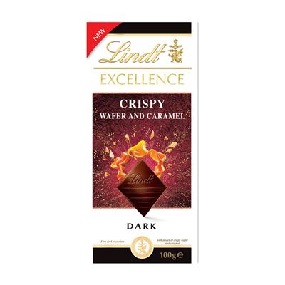 Lindt Excellence étcsokoládé ropogós ostya darabokkal és karamell darabokkal 100 g