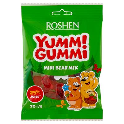 ROSHEN Yummi Gummi Mini Bear Mix gyümölcs ízesítésű gumicukorkák 70 g