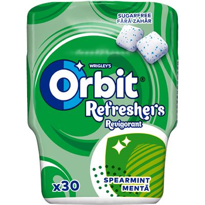 Orbit Refreshers Spearmint menta- és mentolízű cukormentes rágógumi édesítőszerrel 67 g