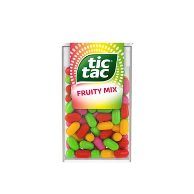 tic tac Fruity Mix cseresznye-, marakuja-, citrom-lime, és eper-mentol ízű cukordrazsé 54 g